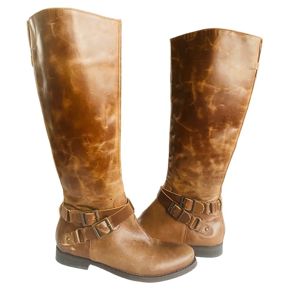 Matisse Britain Brown Leather Harness Tall Riding Boots